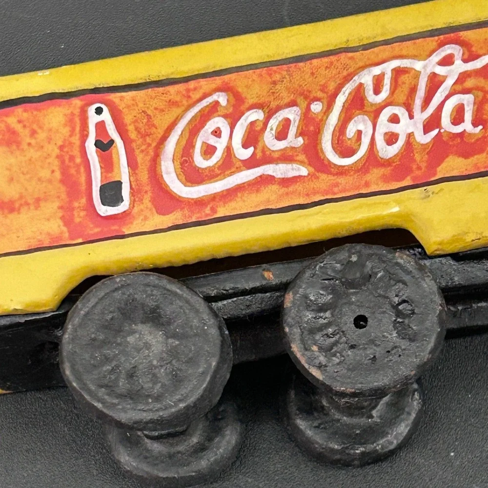 Vintage Coca-Cola Cast Iron Delivery Truck Yellow Black 7.5 Inch Antique Style